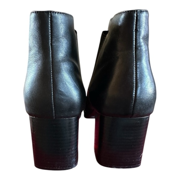 Aerosoles Womens Black Leather Ankle Boots Block Heel SZ 9 Square Toe Box SlipOn - Picture 3 of 4